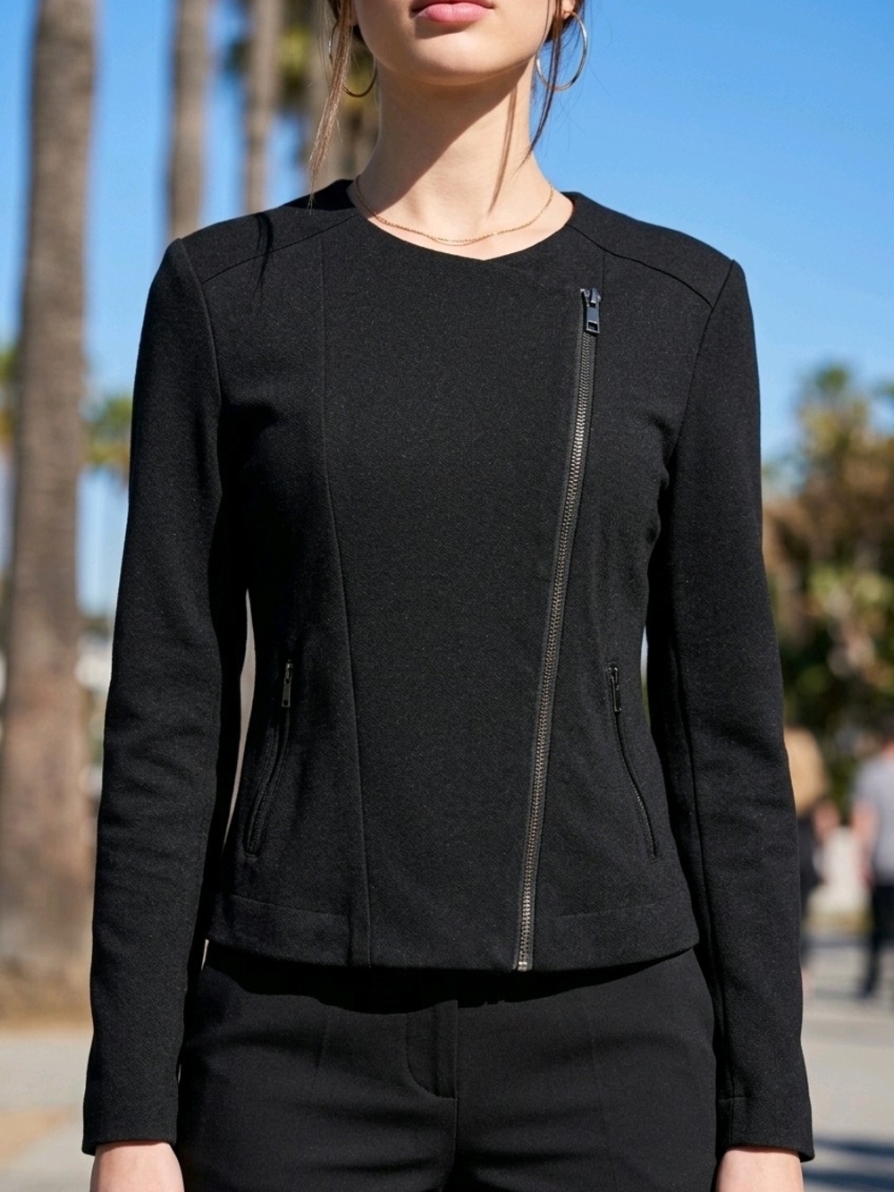 Catherine Malandrino Black "Runway Style" Asymmetric Moto Jacket